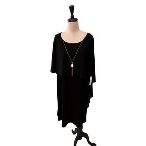 Glamour Nights Women's Sheer Overlay Cape Necklace Evening Dress Black Sz 16 NWT